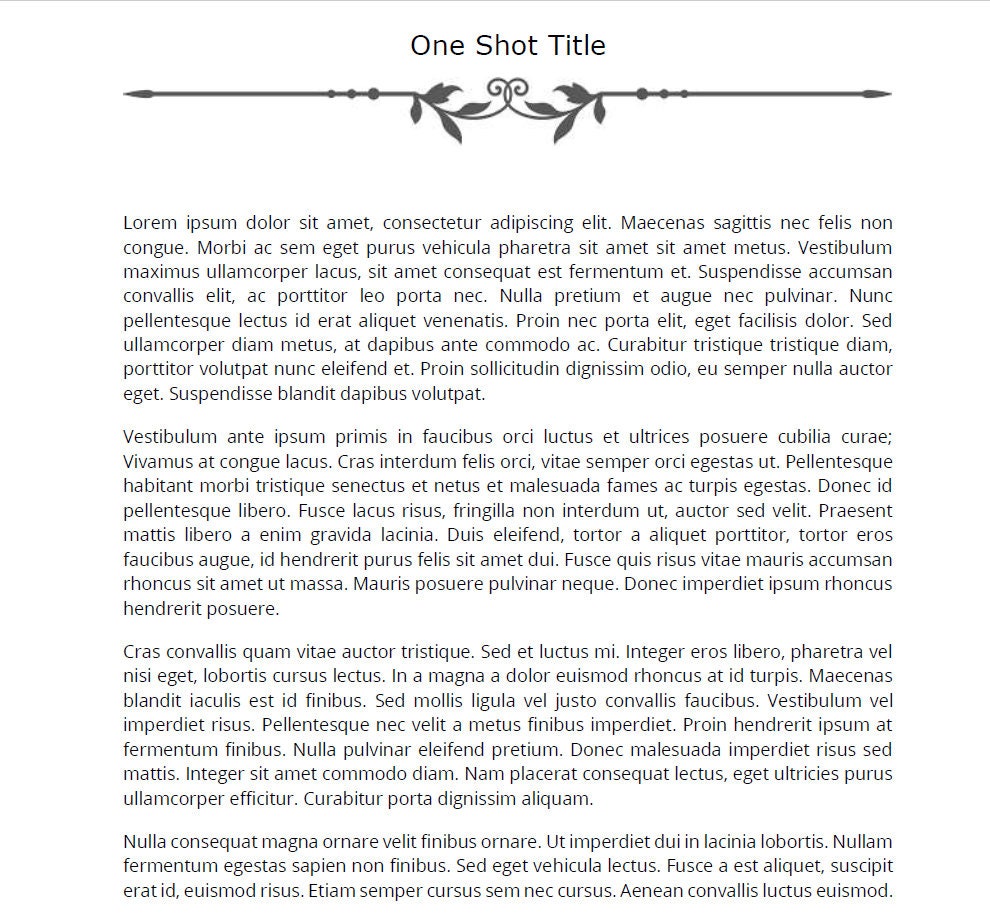 Personalised One Shot