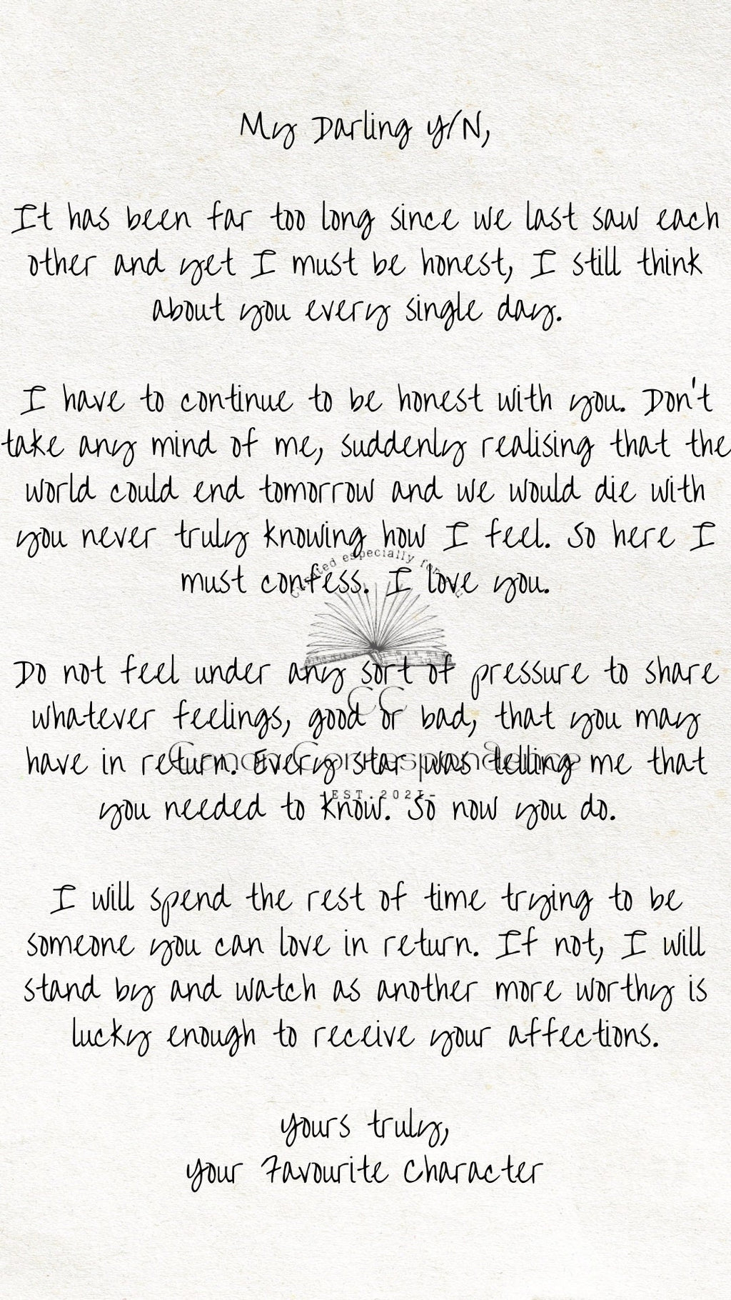 Fictional Character Letter