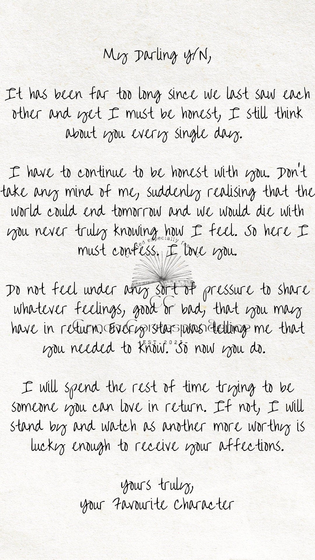 Fictional Character Letter